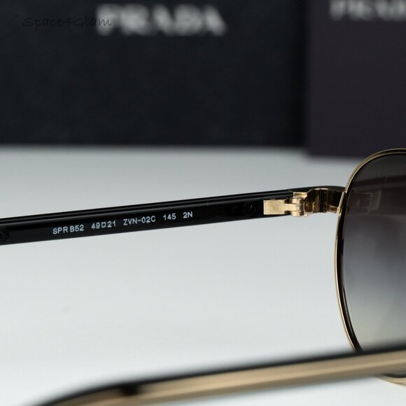 Prada Women Sunglasses Gold Grey Gradient Round PRB52S ZVN02C NEW AUTHENTIC - Picture 5 of 7